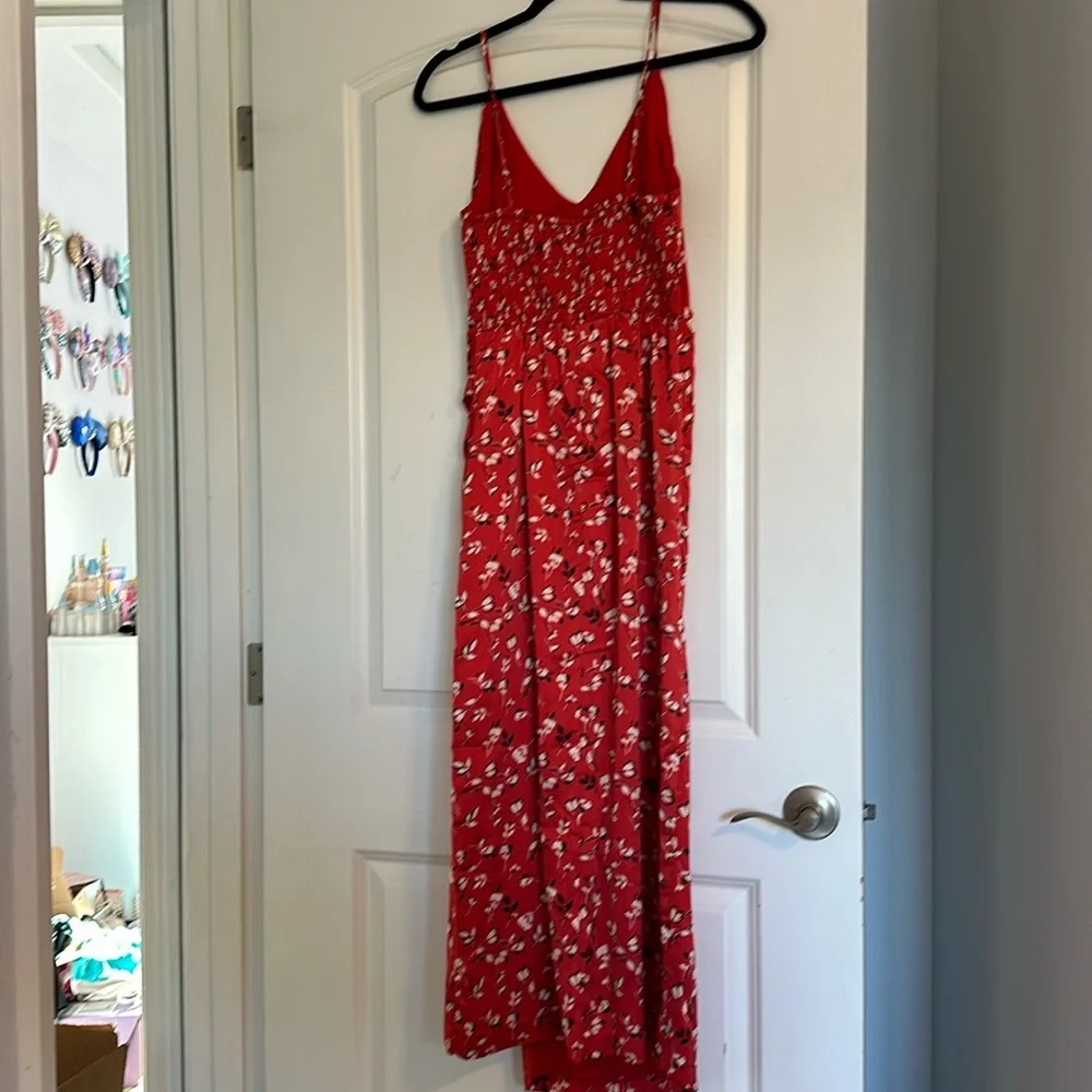 Lost and Wander Red Long Ruched Satin Dress